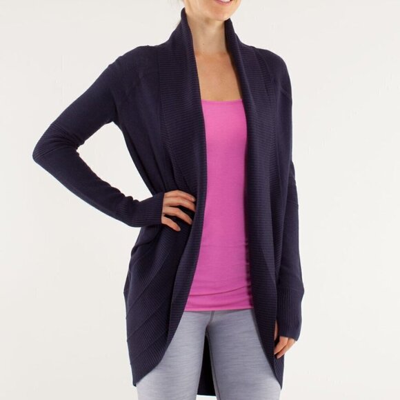 Lululemon ReversibleTransformation Wrap Deep Indigo/White Open Cardigan Size S - Picture 2 of 11